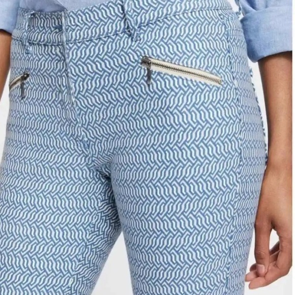 J. McLaughlin Baxter Jean Micro Aegean Link Print Zipper Ankles Navy Blue Size 2 - Picture 7 of 17